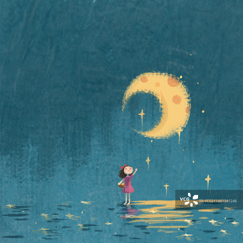 手摘星辰的女孩图片素材