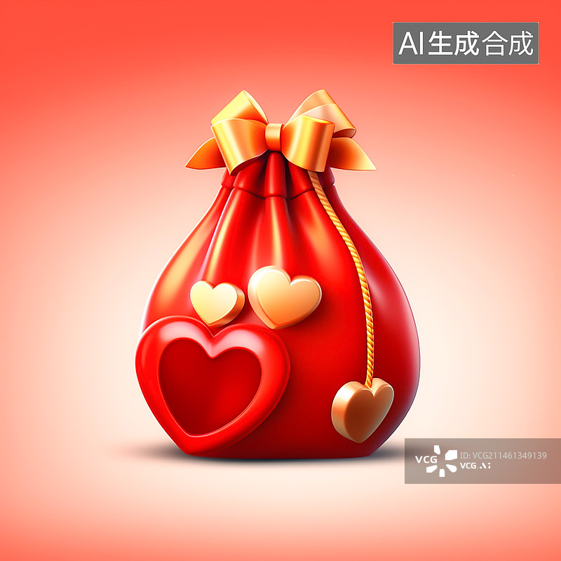 【AI数字艺术】三维福袋钱袋红包礼物图片素材