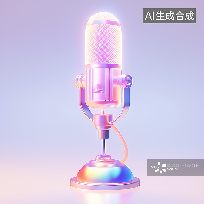 【AI数字艺术】彩色发光闪亮的麦克风图片素材