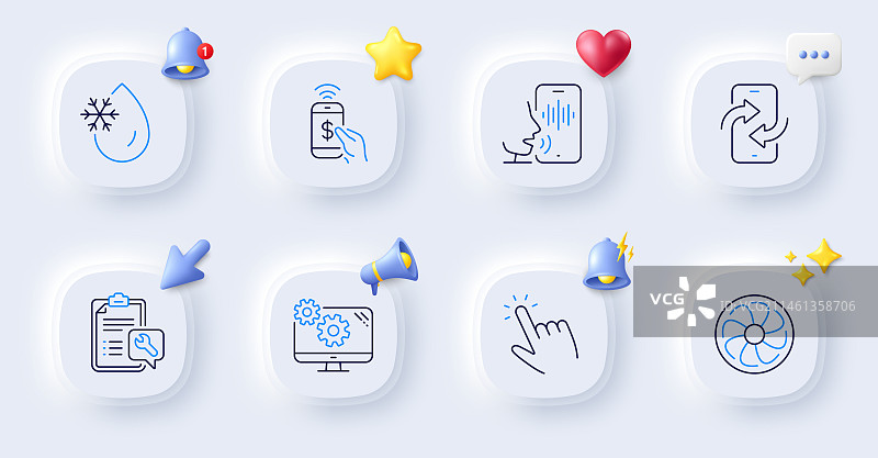 扳手设置和冰冻水管线性图标图片素材