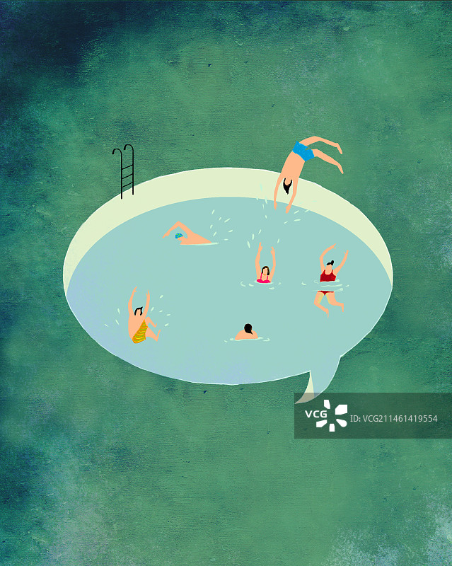 夏天，在气泡游泳池里游泳度假图片素材