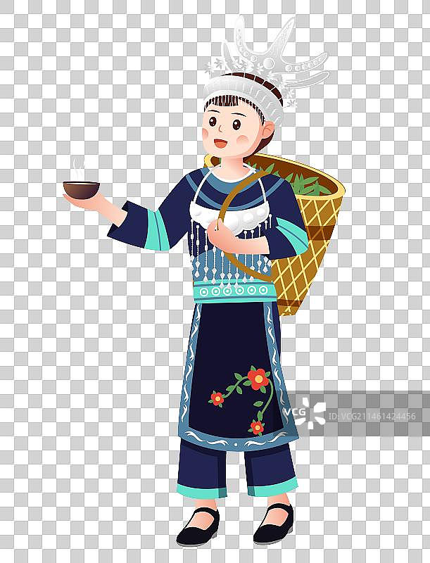 中华传统56个民族少数民族水族人物矢量插画海报图片素材