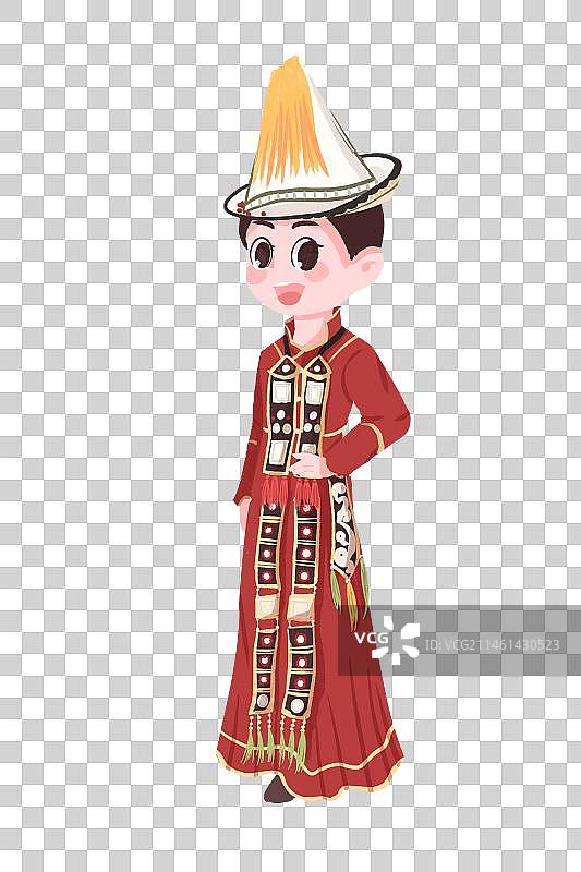 手绘可爱裕固族姑娘图片素材