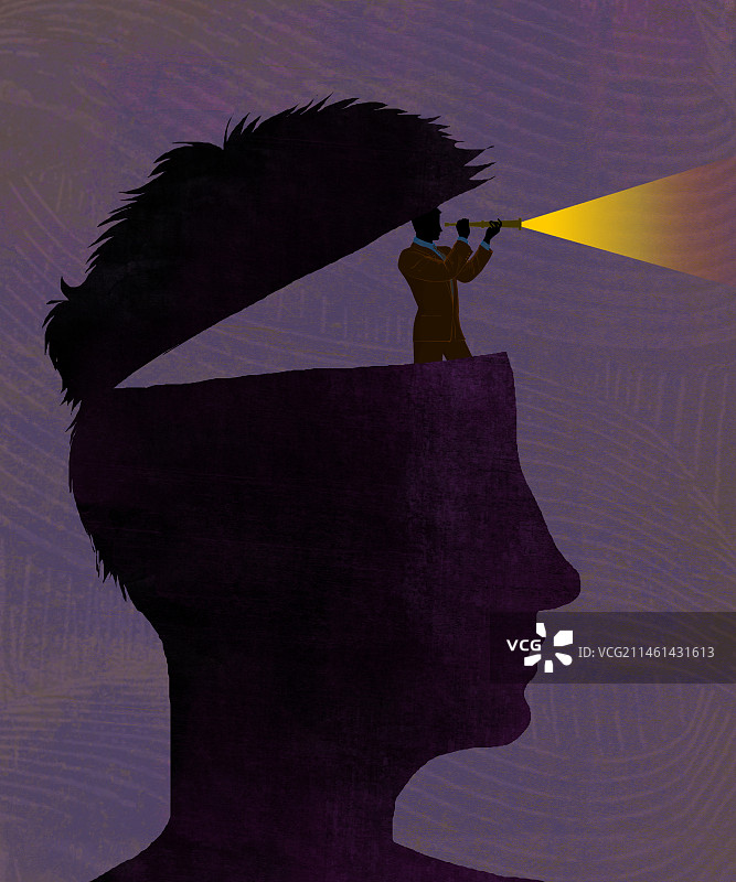 头脑中预测未来的小人图片素材