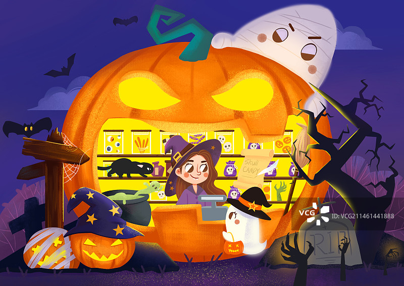万圣节主题插画图片素材