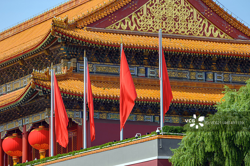 北京:2023年国庆节天安门广场装扮一新迎接八方来客图片素材