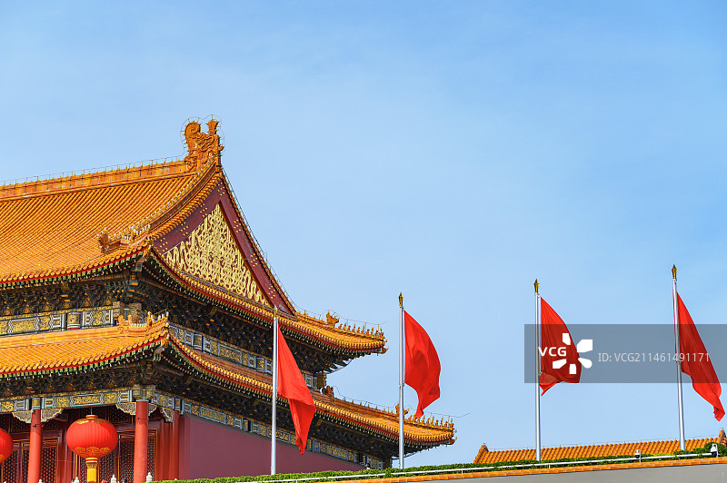 北京:2023年国庆节天安门广场装扮一新迎接八方来客图片素材