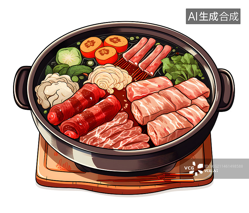 【AI数字艺术】AIGC:美食火锅 食物 饮食 蔬菜 肉 辣图片素材