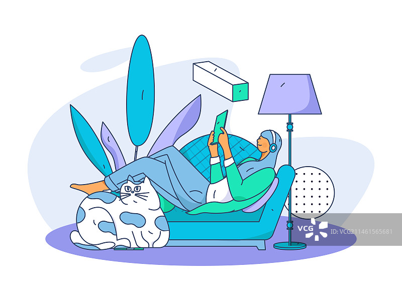 居家室内人物场景扁平矢量概念运营手绘插画图片素材