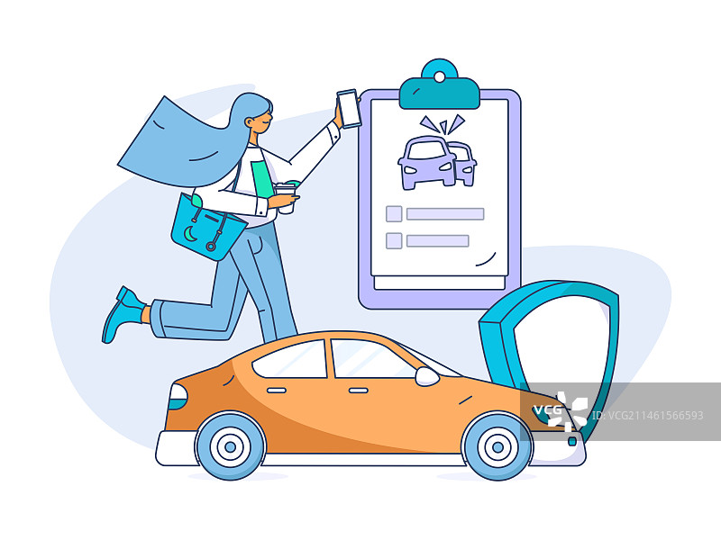 为汽车购买保险扁平人物矢量概念运营插画图片素材