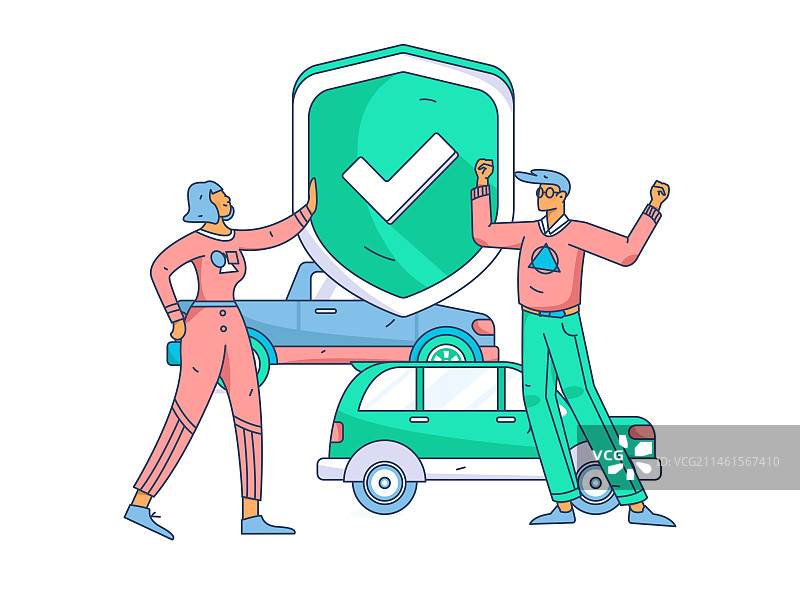 为汽车购买保险扁平人物矢量概念运营插画图片素材