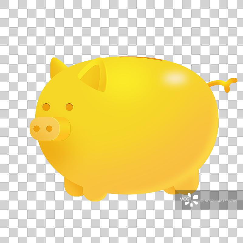 3D立体金猪存钱罐金融理财质感图标图片素材