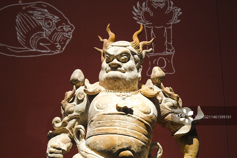 陕西省西安市陕西历史博物馆馆藏珍宝陶器图片素材