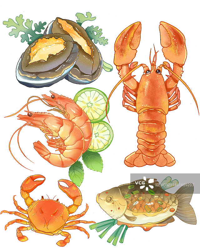 龙虾鲍鱼大虾图片素材
