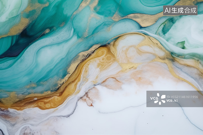 【AI数字艺术】青色金色白色抽象纹理背景图片素材