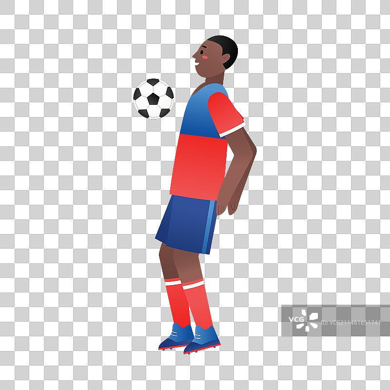 黑人足球运动员胸部颠球插画元素图片素材