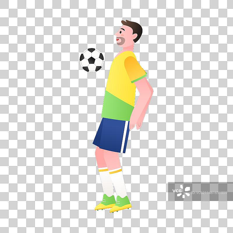 足球运动员胸部颠球插画元素图片素材