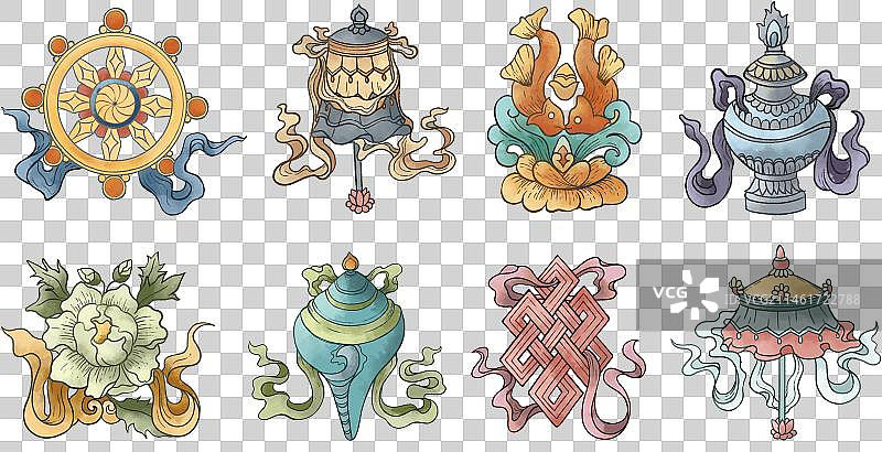 八吉祥上色元素图片素材