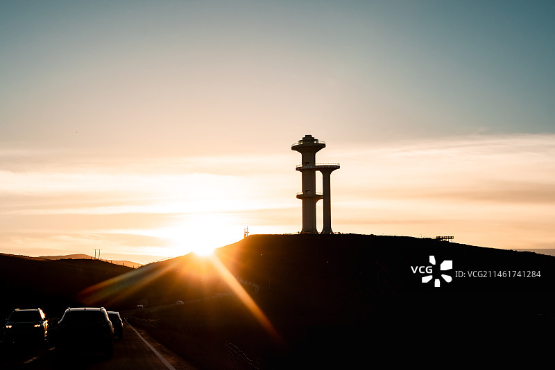 阿坝红原县夕阳下的月亮湾营地图片素材