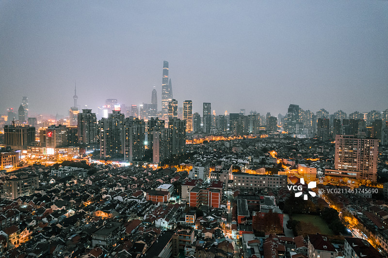 上海浦西黄浦区城市夜景图片素材