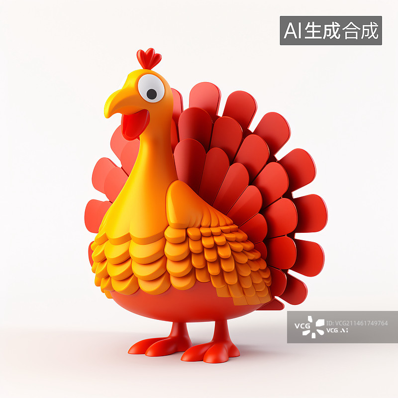 【AI数字艺术】感恩节感念插图，火鸡3D素材图片素材