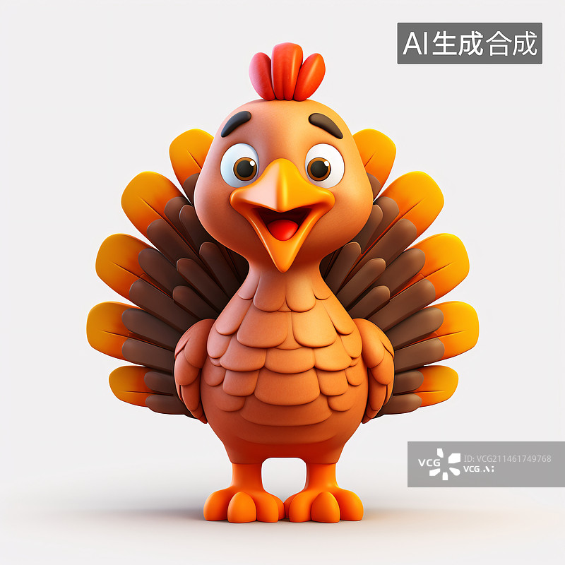 【AI数字艺术】感恩节感念插图，火鸡3D素材图片素材
