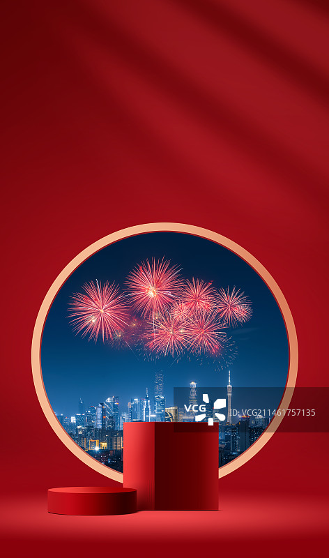 广州春节促销展示台背景图片素材