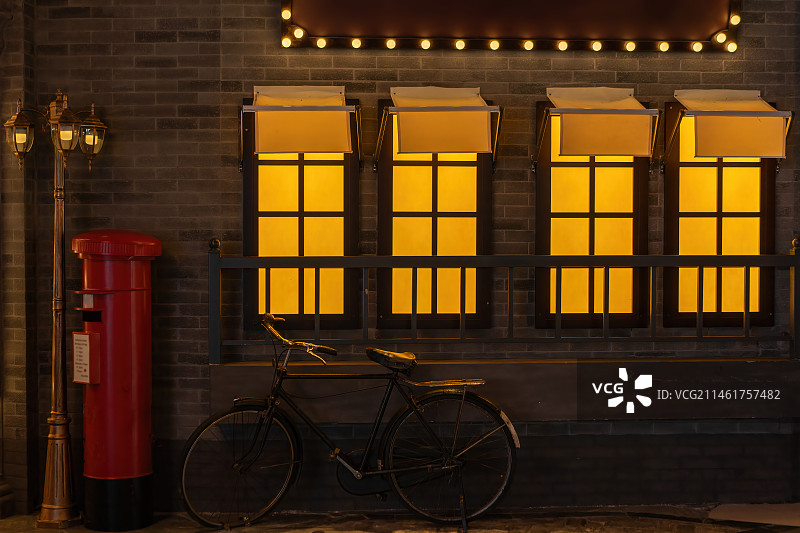 中式复古场景夜景图片素材