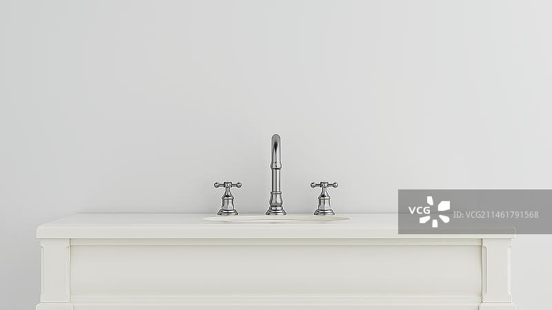 白色背景下的洗手池图片素材