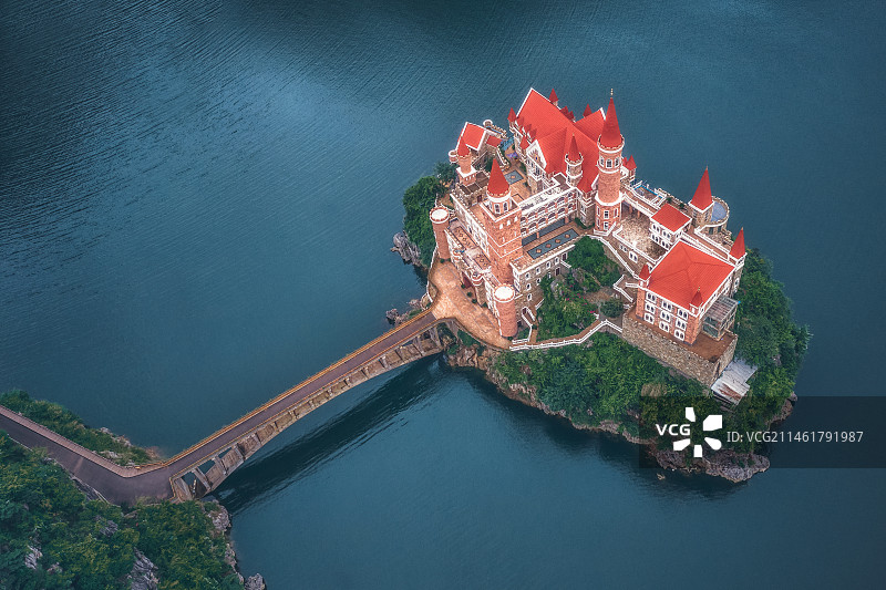 航拍天鹅堡图片素材