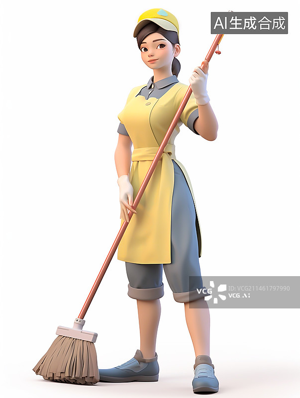 【AI数字艺术】白色背景3D渲染人物图片素材