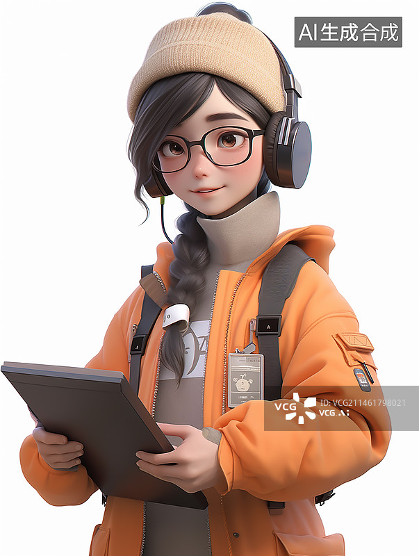 【AI数字艺术】白色背景3D渲染人物图片素材