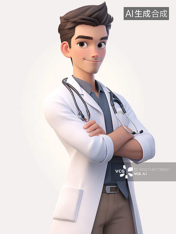 【AI数字艺术】白色背景3D渲染人物图片素材