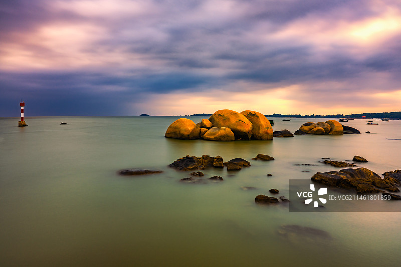 广西钦州三娘湾日落晚霞风光图片素材