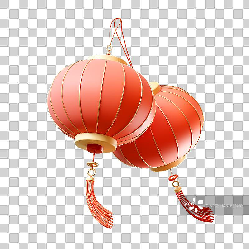3D立体中国风国潮传统灯笼免抠元素图片素材