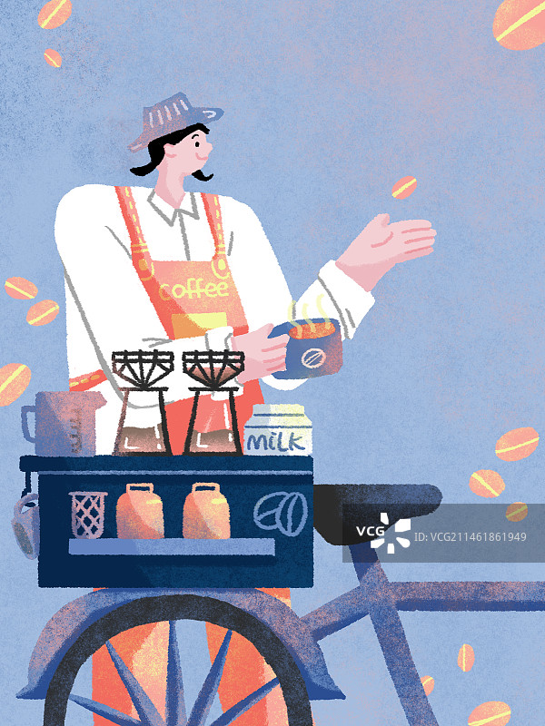 一个女孩卖咖啡图片素材