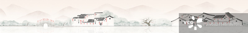 徽州山水意境图片素材