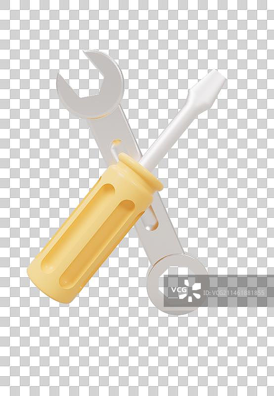 元素螺丝刀和扳手3D渲染图片素材