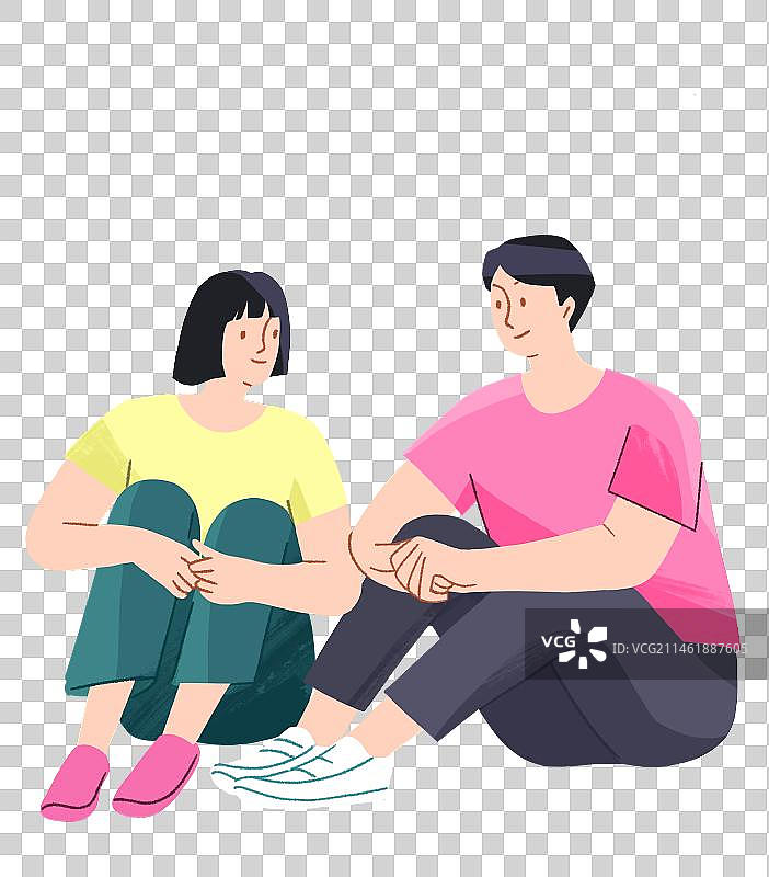 一对甜蜜的情侣坐着聊天图片素材