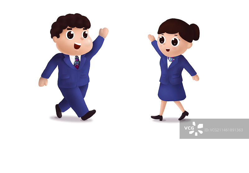 可爱男女西装人物吉祥物图片素材