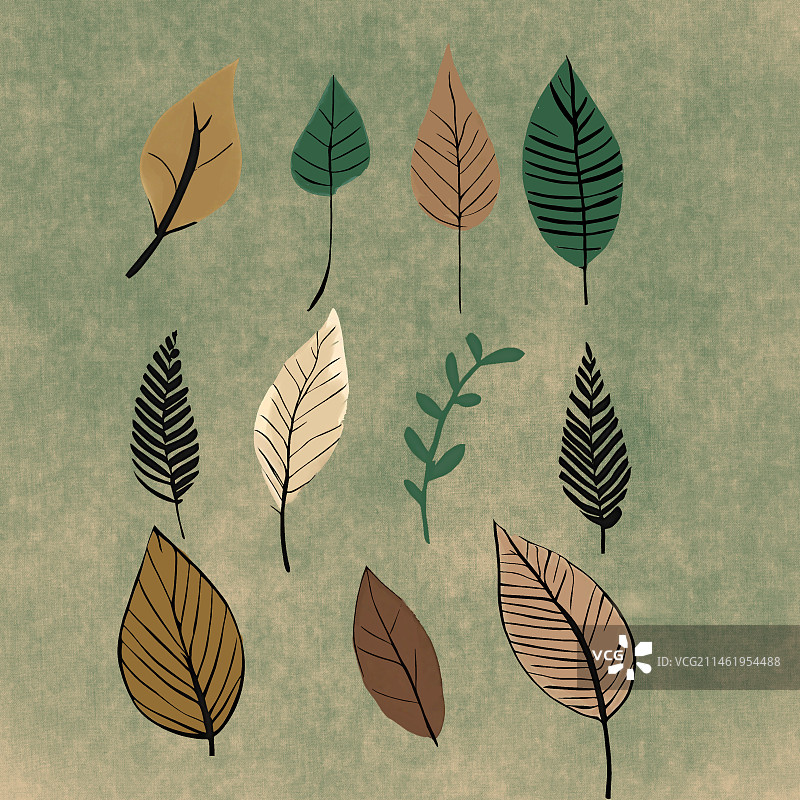 树叶，标本，插画，配图图片素材