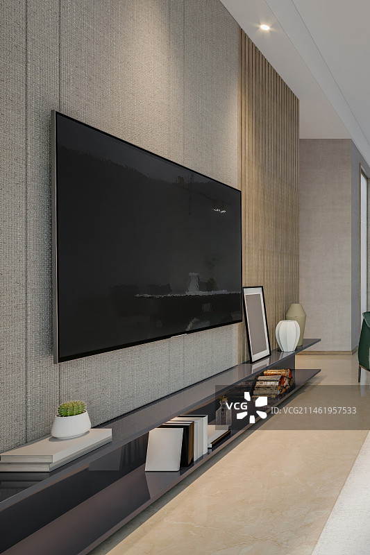 现代风格豪宅室内客厅电视背景墙图片素材