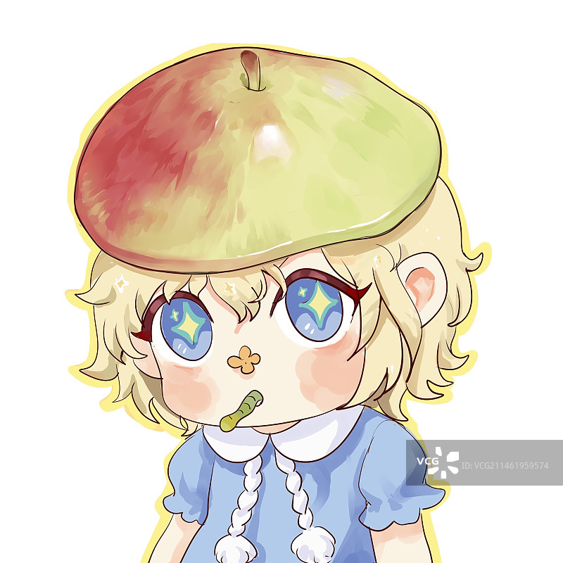 q版小q萌苹果人物创意插画图片素材