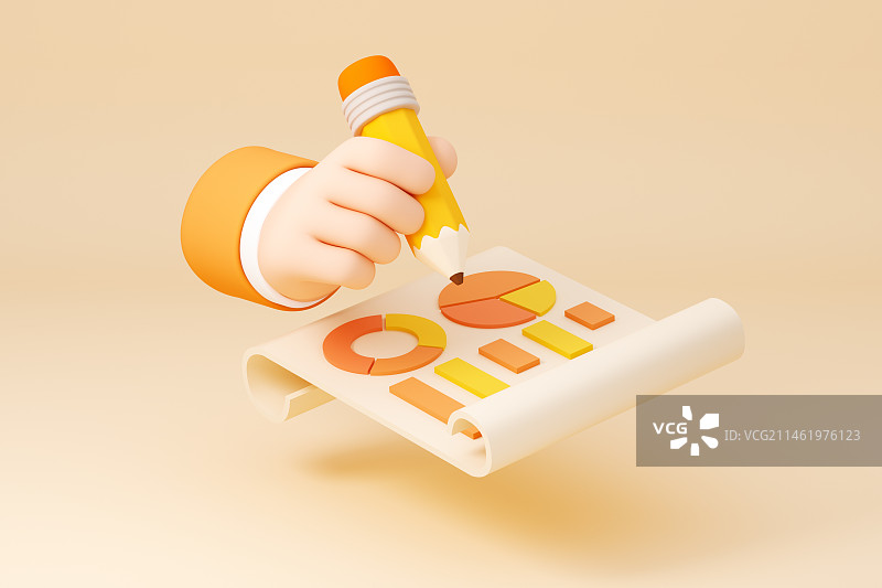 3D渲染手拿铅笔插画图片素材