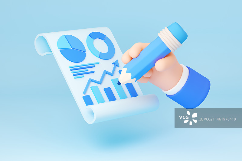 3D渲染手拿铅笔插画图片素材