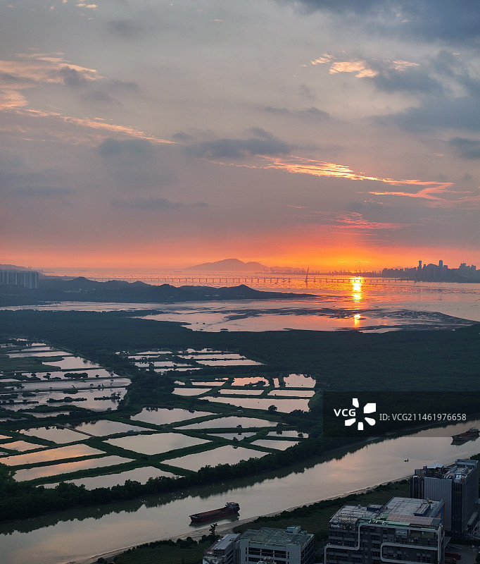 广东省深圳市福田保税区深圳河套深港科技创新合作区航拍图片素材