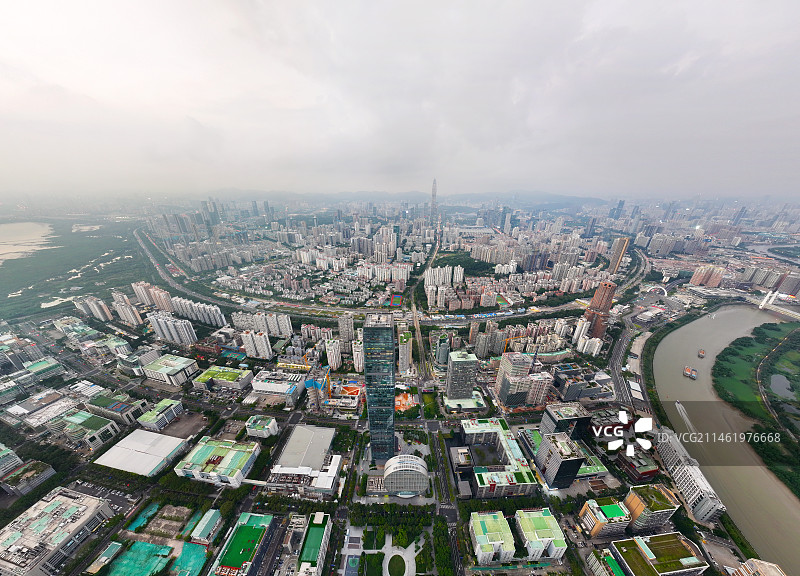 广东省深圳市福田保税区深圳河套深港科技创新合作区航拍图片素材