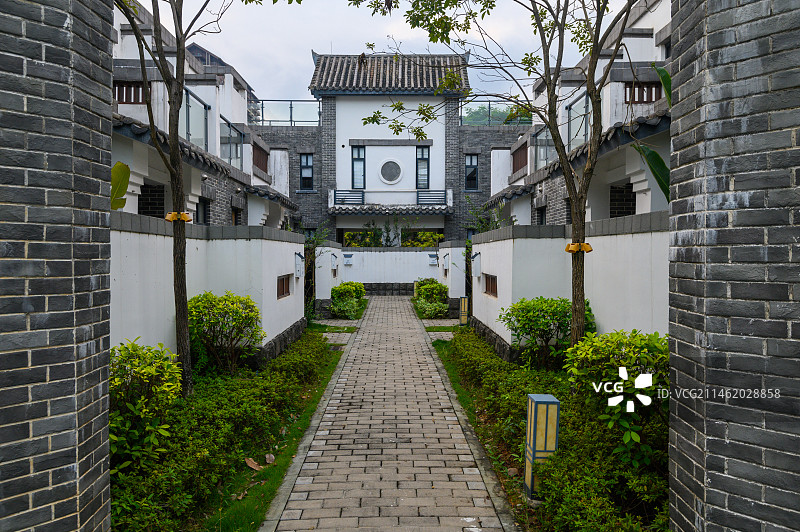 徽派建筑的别墅庭院景观图片素材