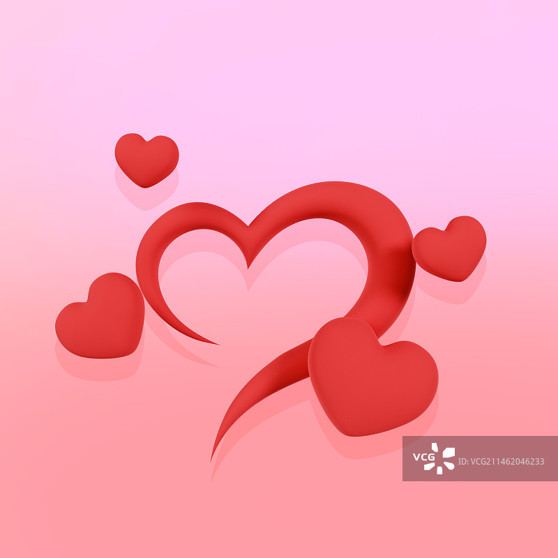 C4D立体爱心造型感恩节情人节心型插画图片素材