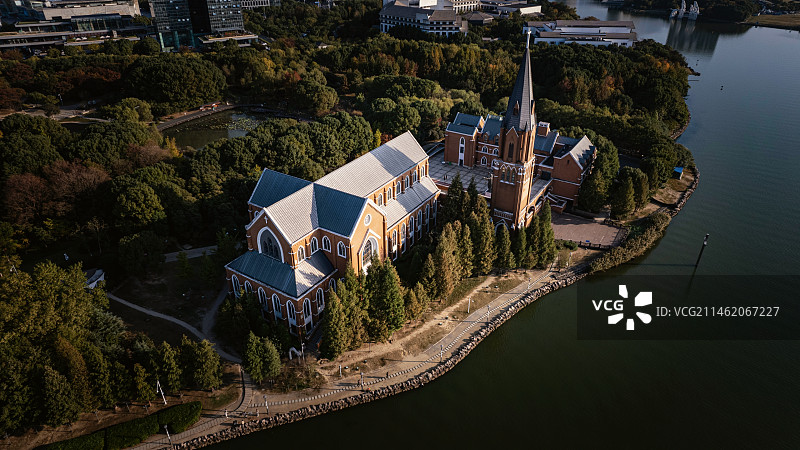 独墅湖航拍图片素材